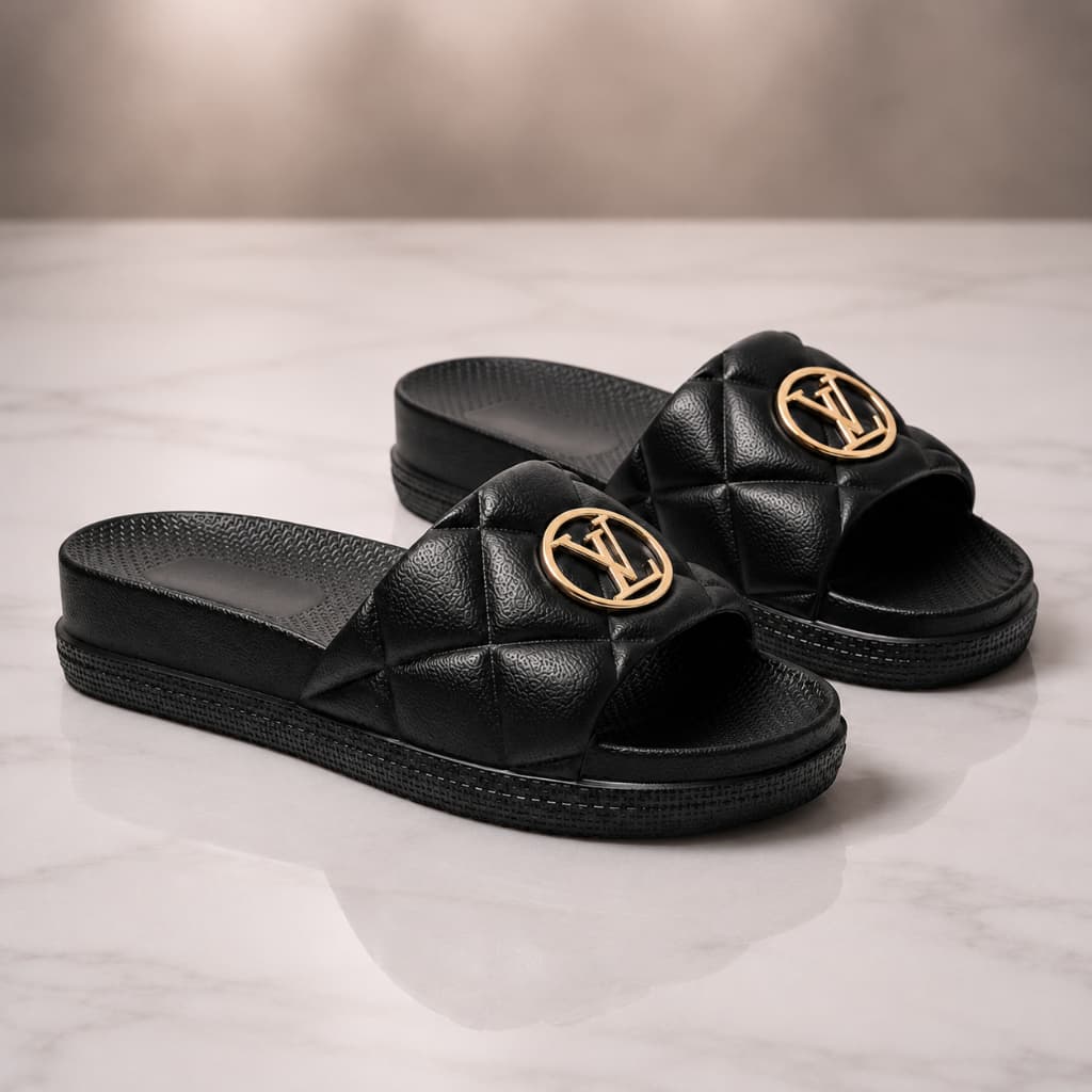 Chinelo Slide Nuvem Feminino Acolchoado Fivela Dourada Macio Confortável Antiderrapante Praia