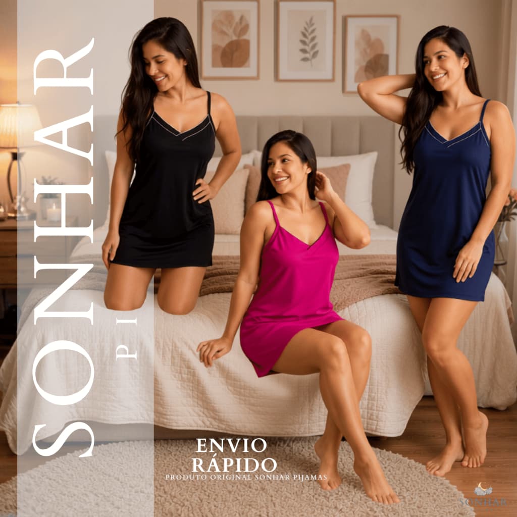 Camisola Feminina Pijaminha Macia com alcinhas confortável Feminina Adulta Suave