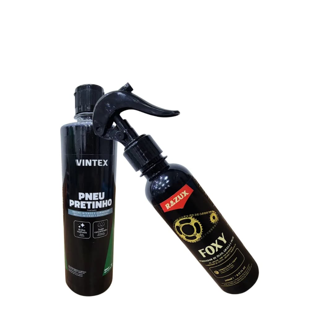 Foxy Limpa Corrente Razux 240ml + Pneu Pretinho Vonixx 500ml