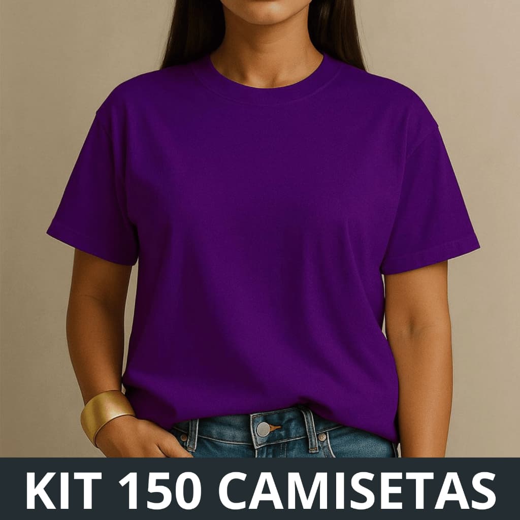 Kit 150 Camisetas Unissex 100% Algodão Qualidade Premium