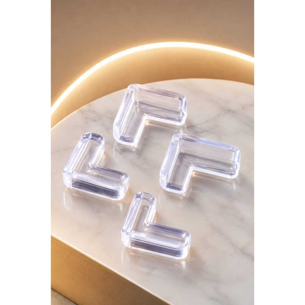 Kit 4 Protetores de Quina para Mesas Protege Bebê Criança Idoso Alta Aderência Silicone Firme Anticolisão Alivia Impacto