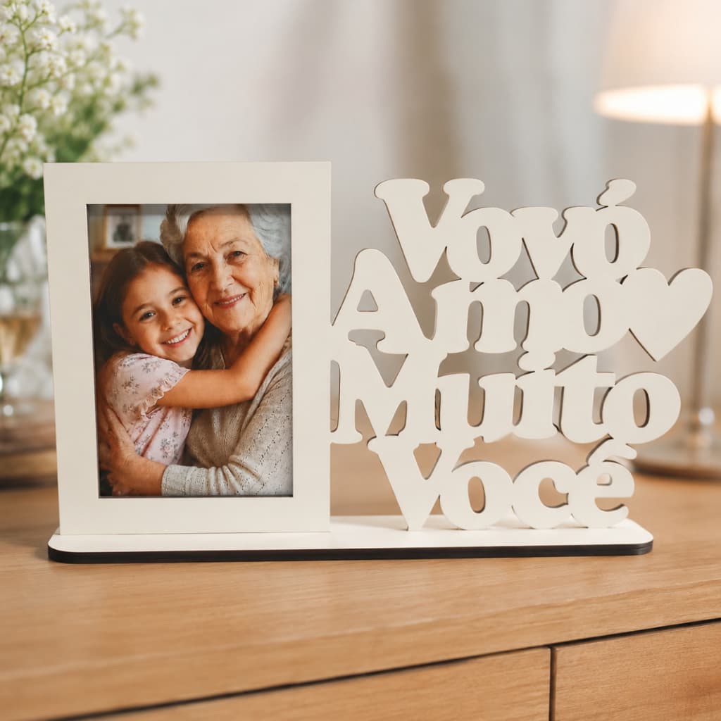Porta Retrato Avó Amo Muito Você Em MDF Foto 10x15 Presente Para Avó