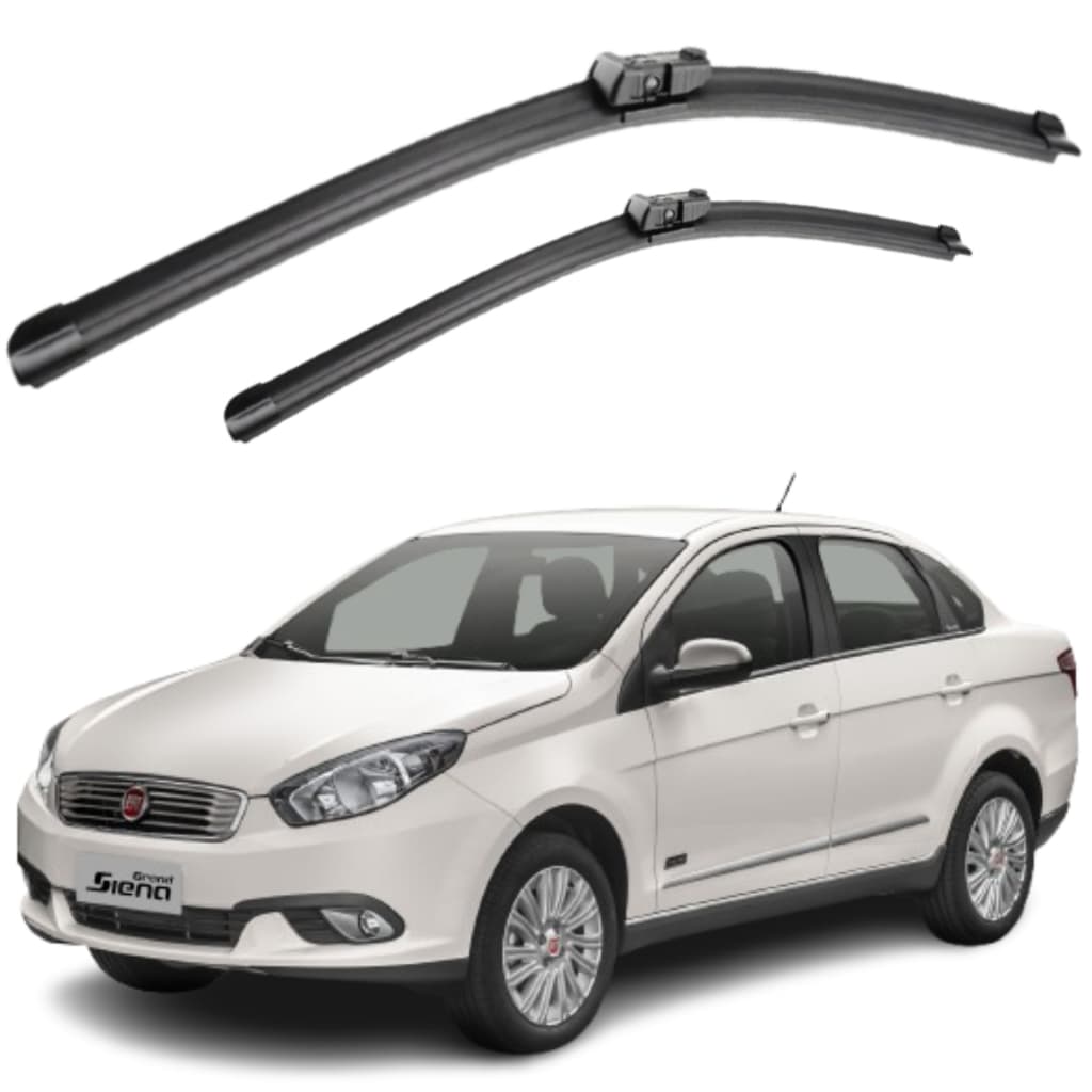 Palhetas Limpador De Parabrisa Fiat Grand Siena Silicone Par Dianteiro Proteção Contra Chuva