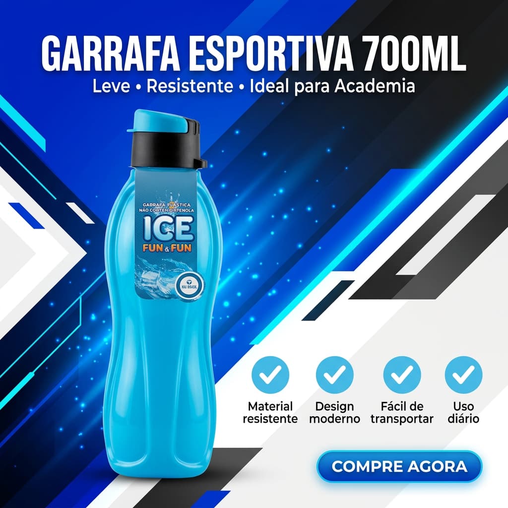 Garrafa Agua 700 ML Azul Plastica Academia
