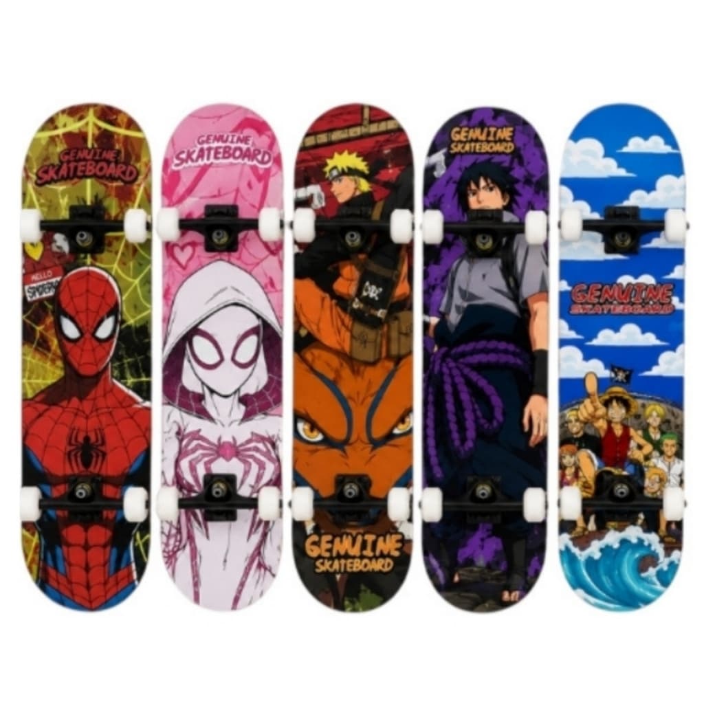 Skate Montado Completo Infantil Genuine 8.0 Madeira Premium 7 Lâminas Truck 129mm Rodas 53mm PU Rolamento ABEC