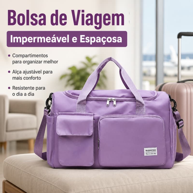 Bolsa Mala de Mão Espaçosa Resistente, Bolsa de Academia com Bolsos Externos, Ideal para Viagem, Treino e Uso Diário
