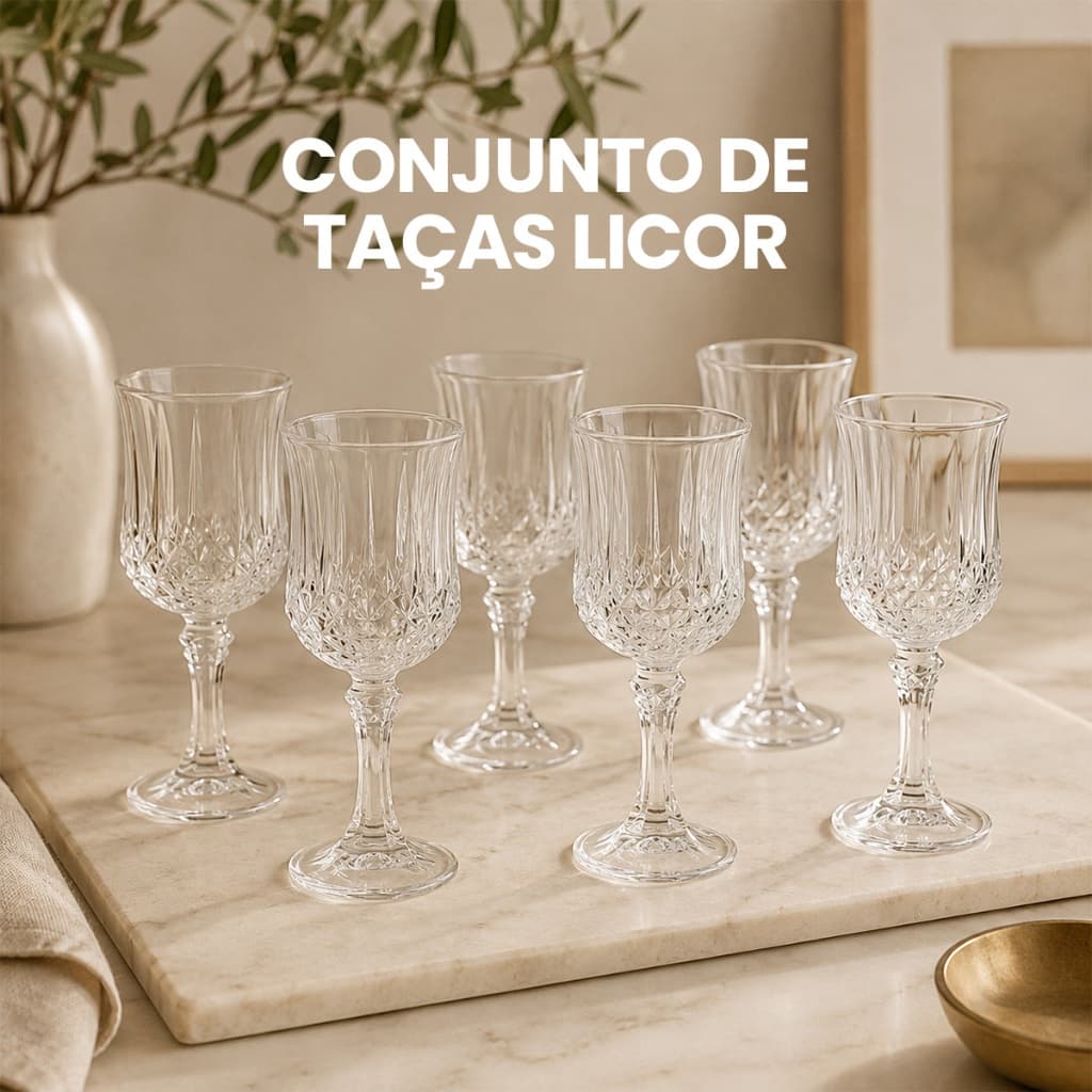 Conjunto 6 Taças De Licor 50ml Em Cristal Diamond Taça Licor