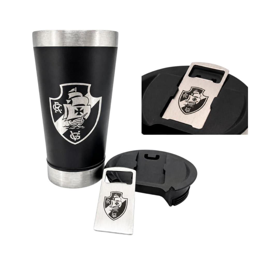 Copo Térmico Vasco da Gama 500ml Inox com Tampa e Abridor Oficial Licenciado