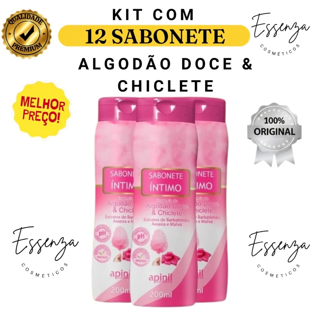 12 und Sabonete Íntimo ALGODÃO DOCE & CHICLETE Apinil - Revenda Atacado | PH Balanceado