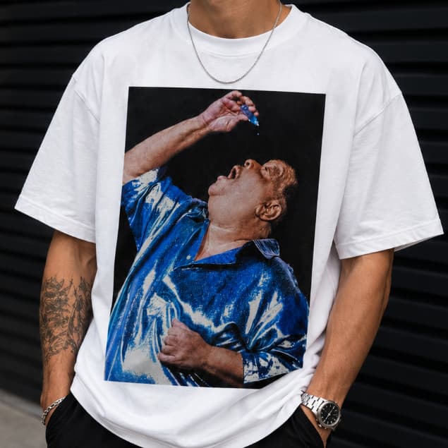 Camiseta Masculina Oversized Estampada Streetwear Azul Retrô Manga Curta Unissex