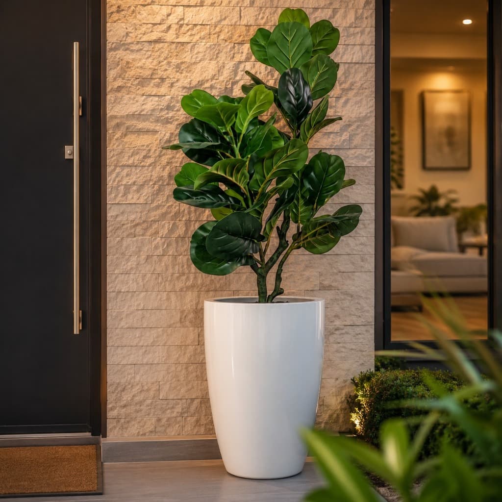 Vaso Fibra de Vidro 43cm Decorativo Casa Jardim Ágata P