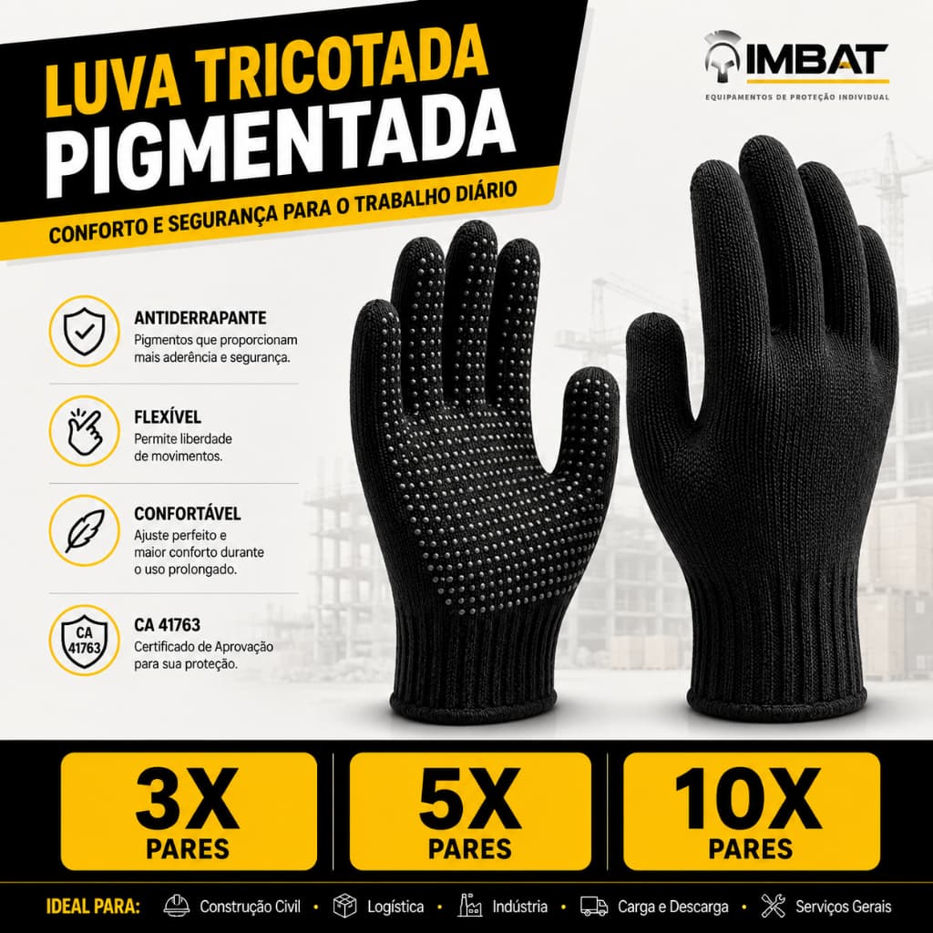 Kit 3 Pares de Luva Imbat Tricotada Pigmentada CA 41763