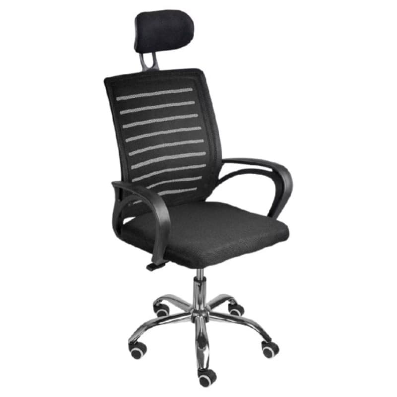 Cadeira de Escritório Diretor Ergonômica Mesh com Apoio de Cabeça, Regulagem de Altura e Base Cromada