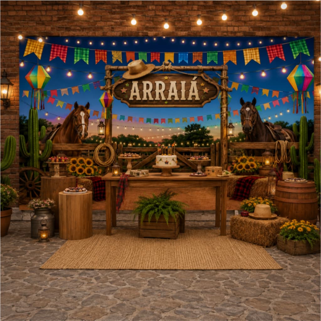 Painel Fundo Fotografico Decoração Festa Junina Sublimado Arraiá São João 3,00X1,80