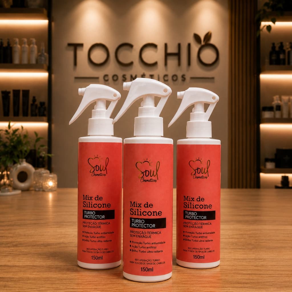 Spray Finalizador Mix de Silicone Turbo SOUL 150ml Protector Capilar Proteção Térmica Salão Antifriz