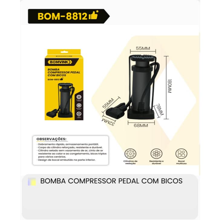 Bomba De Encher Pneu De Bike Alumínio 31cm De Chão BOM-8812