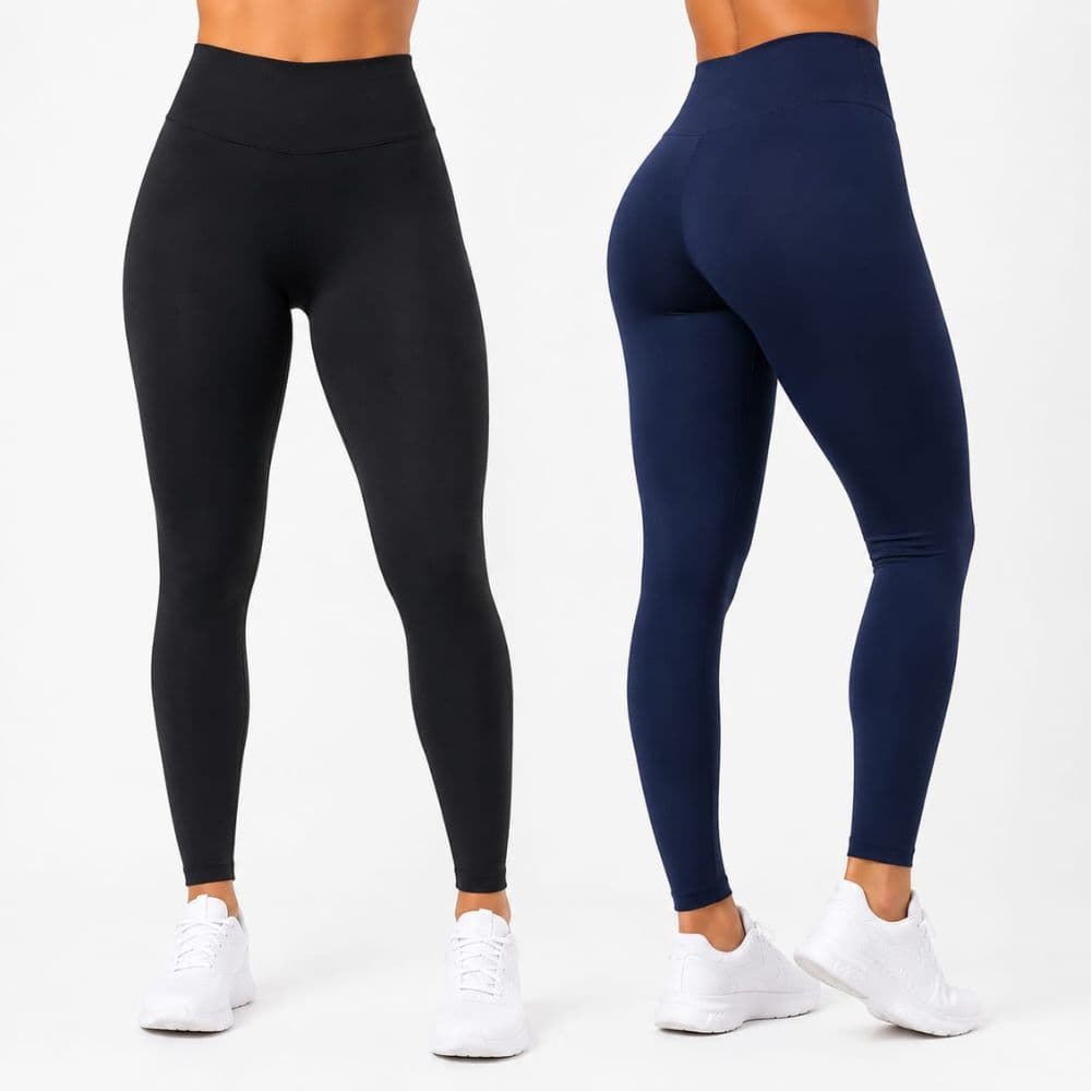 KIt 2 Calças Legging Feminina Cintura Alta Academia Fitness Zero Transparência Premium