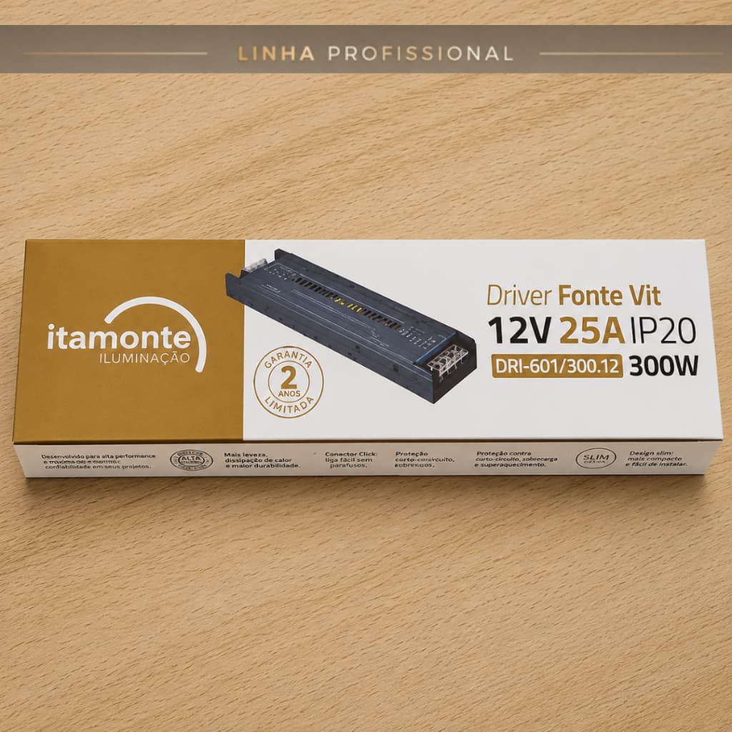 Fonte Driver LED Slim 300W 12V 25A Fonte Chaveada  Fita LED Linha Profissional