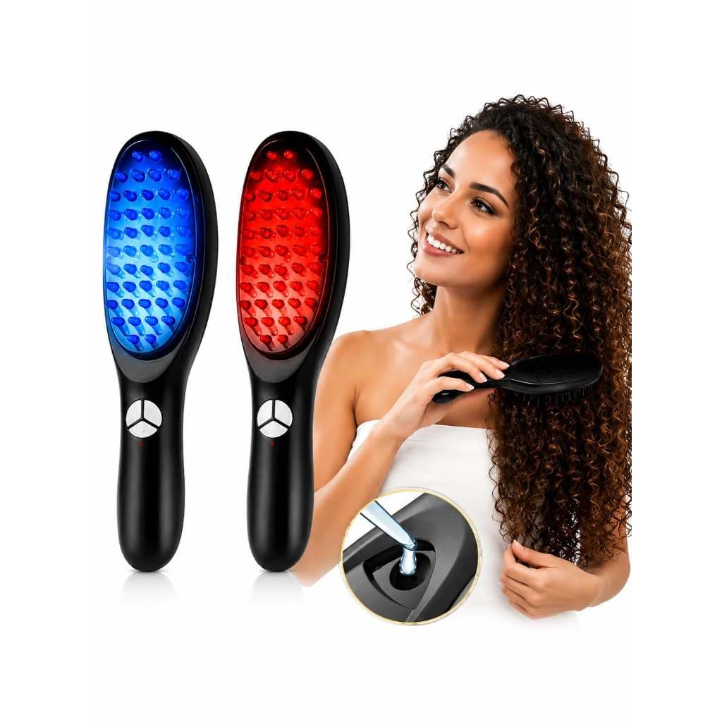Escova Massageadora com Laser 4 em 1 – Tratamento Capilar e Antiqueda