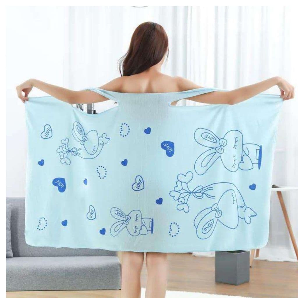 Toalha de Banho Feminina Estilo Vestido Roupão Casa Piscina Praia Macia Secagem Rápída com Botão