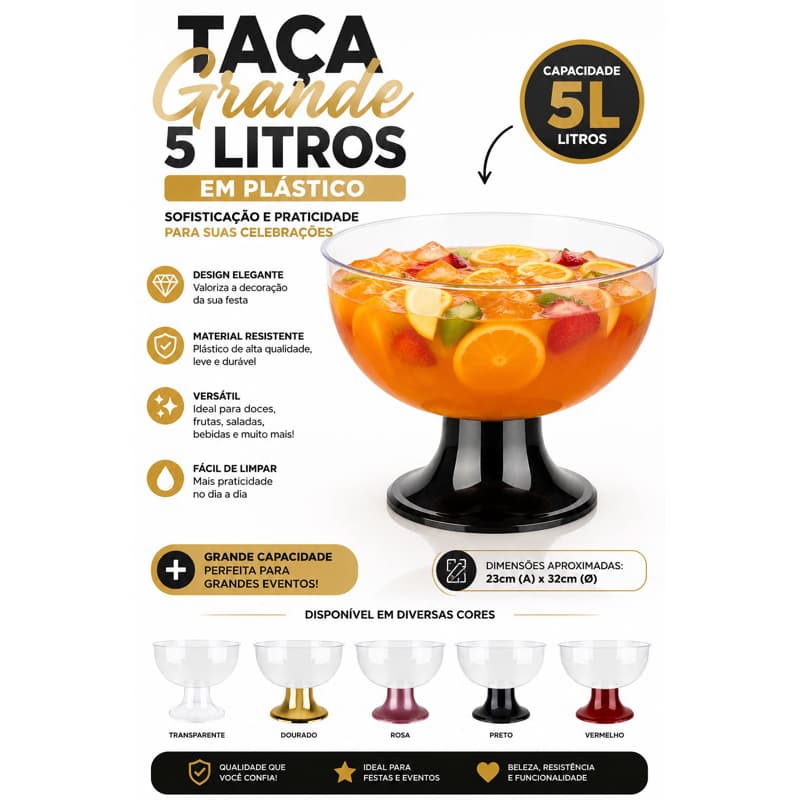 Baleiro Bomboniere Grande 4L Sem Tampa - Taça Para Doces