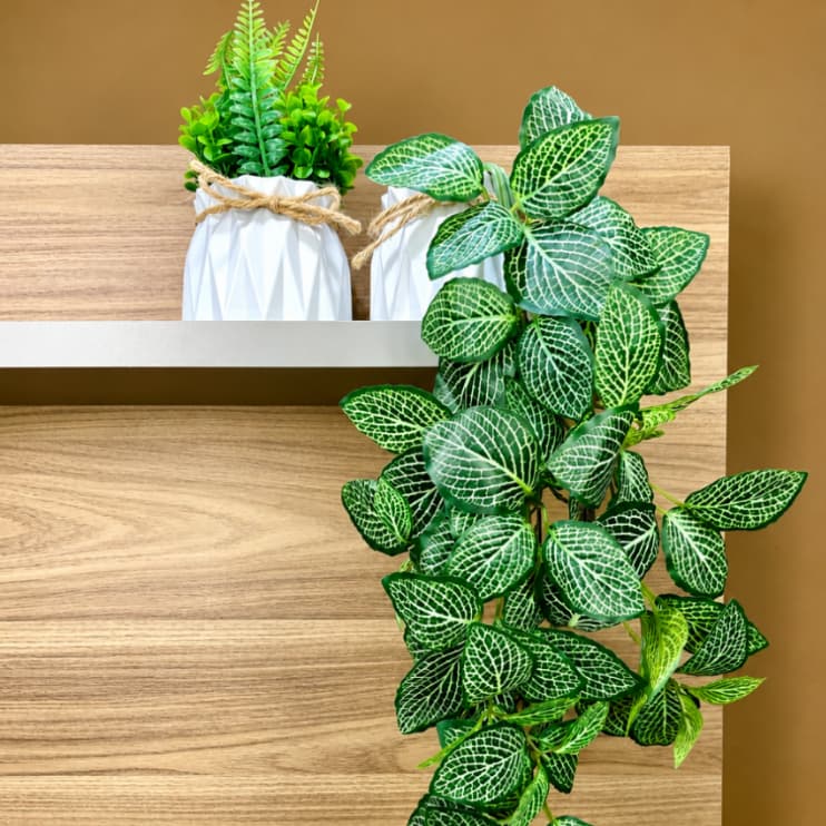 Kit com 2 vasos Decorativos com Plantas Artificiais Decorativas Pendente Folhagem Eucalipto
