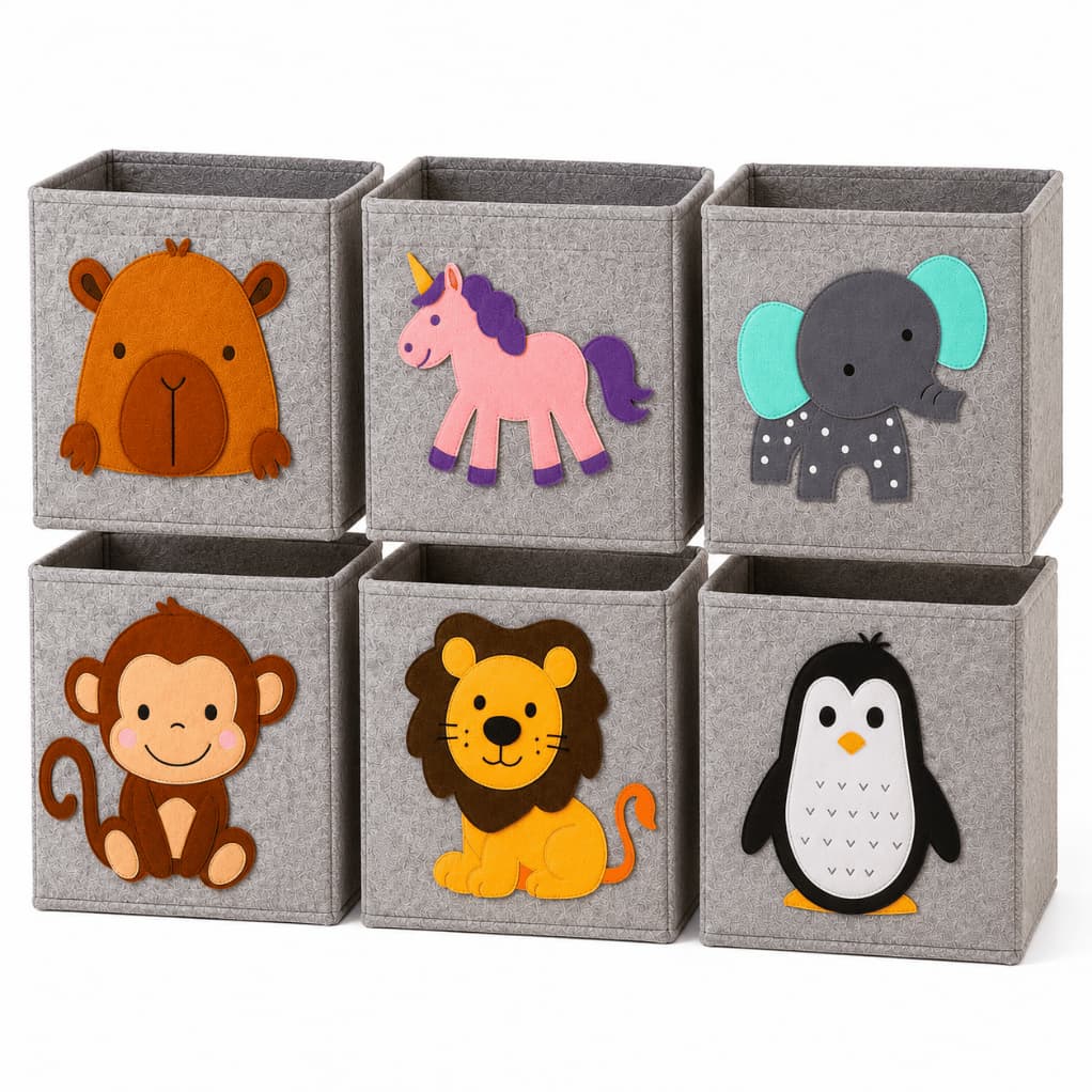 Cesto Infantil Organizador Multiuso de Feltro Dobrável Brinquedos Roupa Quarto Sala