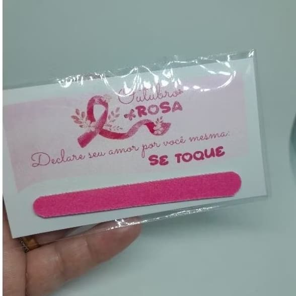 cartões cards com mini lixa mimo ao cliente outubro rosa lembrancinha personalizada