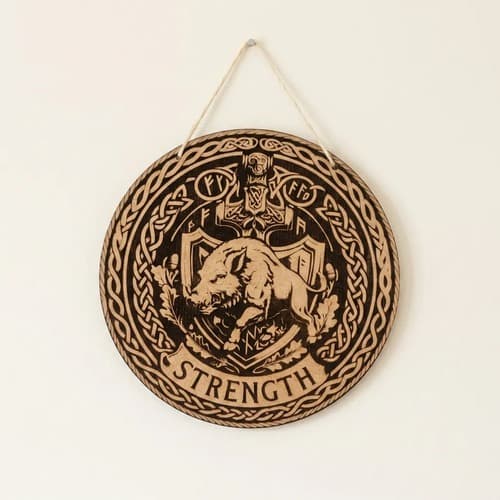 Placa Decorativa Rústica Javali Strength - Exclusivo