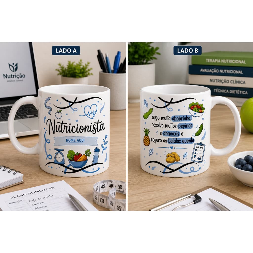Caneca Nutricionista Divertida Personalizável Homem/ Caneca Nutricionista Homem/ Caneca Presente Aniversário Formatura