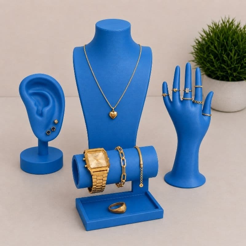 KIT EXPOSITOR DE JOIAS SEMIJOIAS BIJUTERIAS PREMIUM AZUL