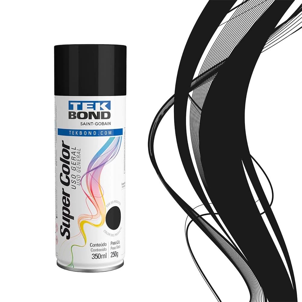 Tinta Spray | Preto Fosco 350ml | TEKBOND