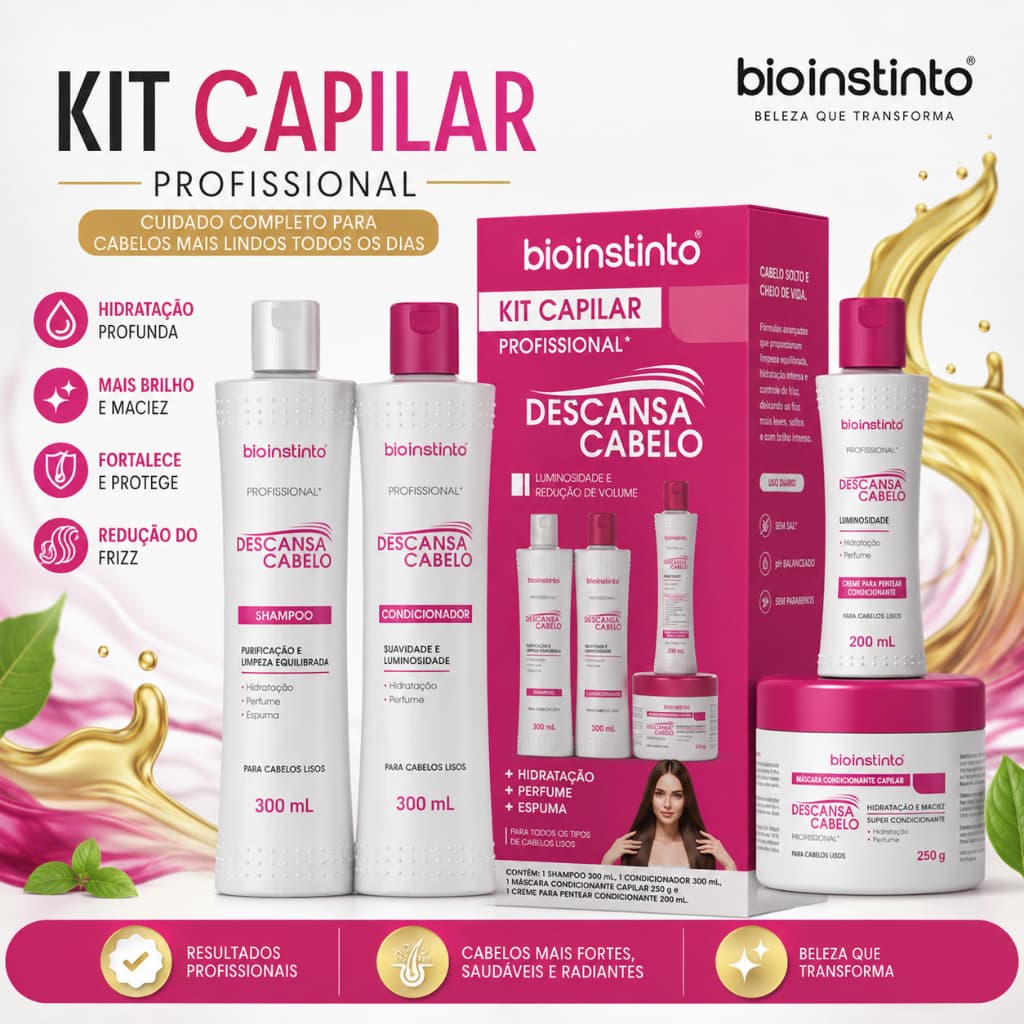 ✨ KIT CAPILAR DESCANSA CABELO BIOINSTINTO – CUIDADO COMPLETO PARA OS SEUS CABELOS! ✨