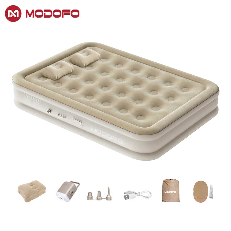 MODOFO Colchão Inflável Queen 40CM Com Bomba Elétrica Recarregável Cama Inflável Para Camping Casa
