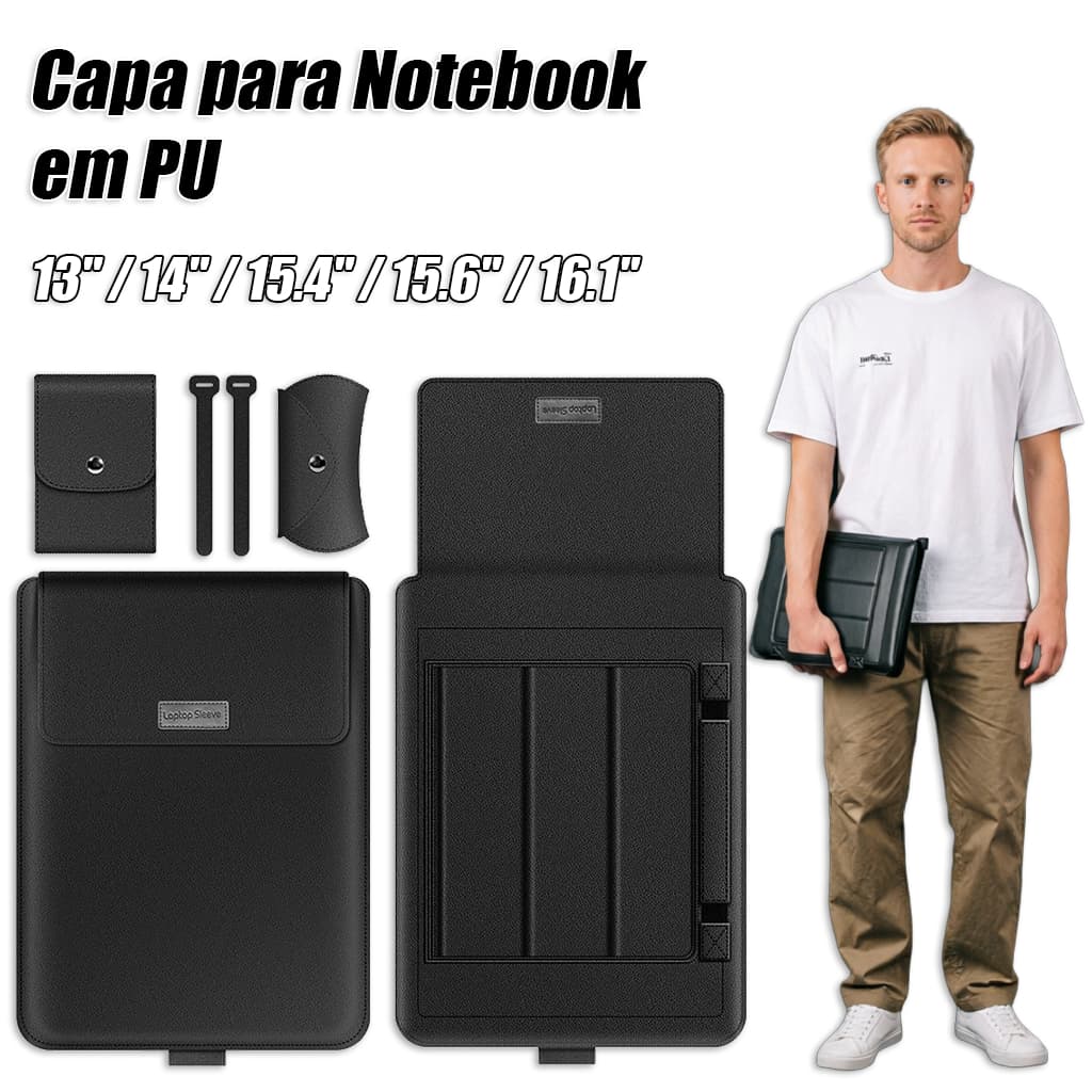 Case Capa Notebook Air M1 / M2 Notebook Multifuncional Macbook Em Couro 4 Em 1, 13-14 Pol Base