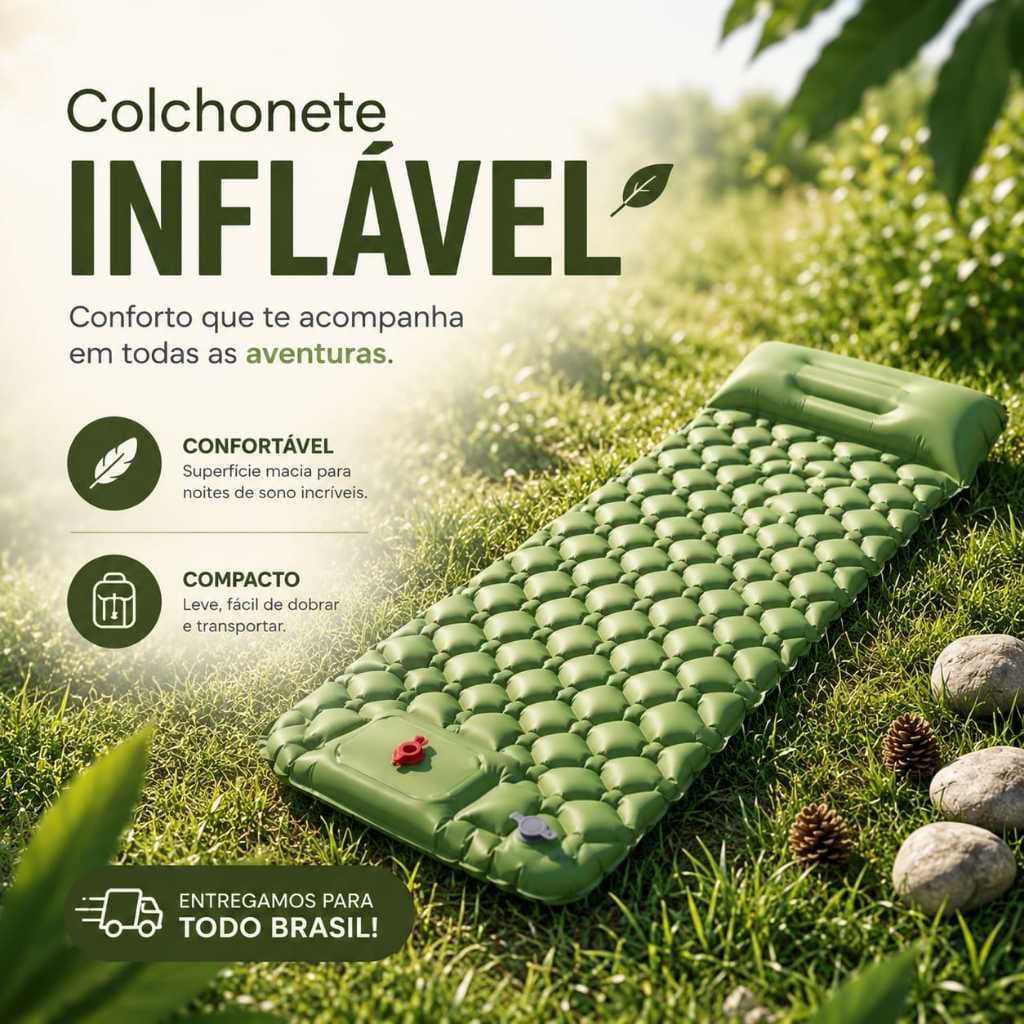 Colchão Inflável Casal ou Solteiro Camping - com Travesseiro Integrado