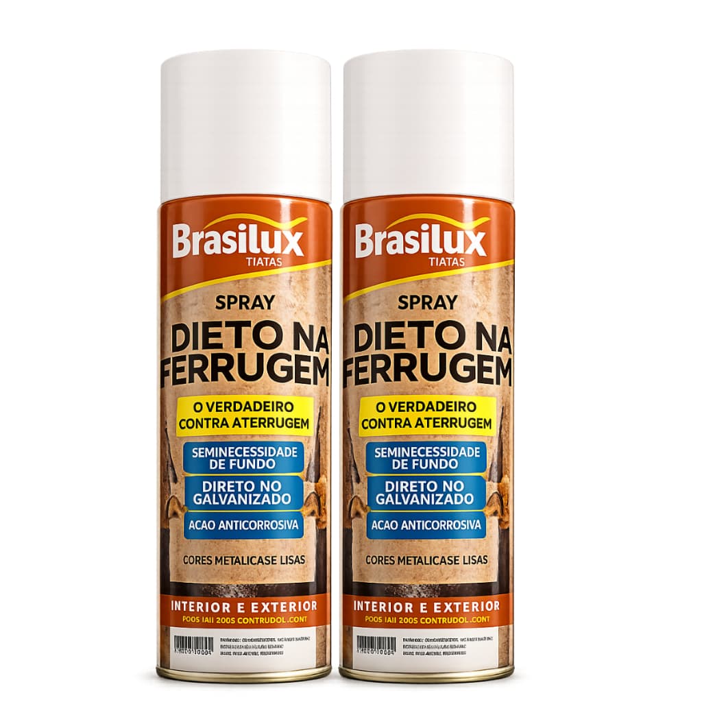 Kit 2 Tintas Spray Brasilux Direto na Ferrugem 400ml Anticorrosiva para Metais e Galvanizados