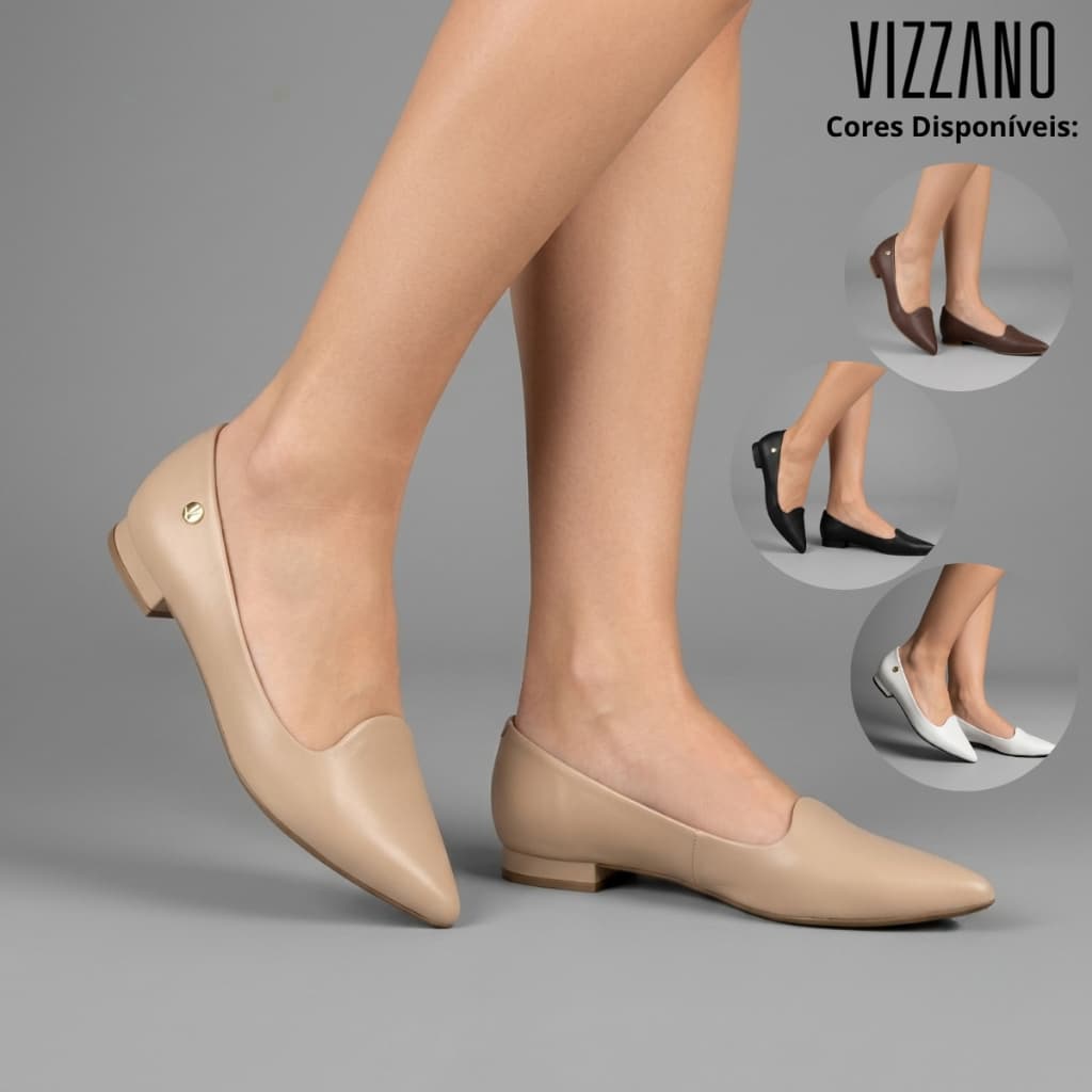 Sapatilha Vizzano Feminina Mocassim Flat Chic Bico Fino Leve para Looks Modernos e Sofisticados