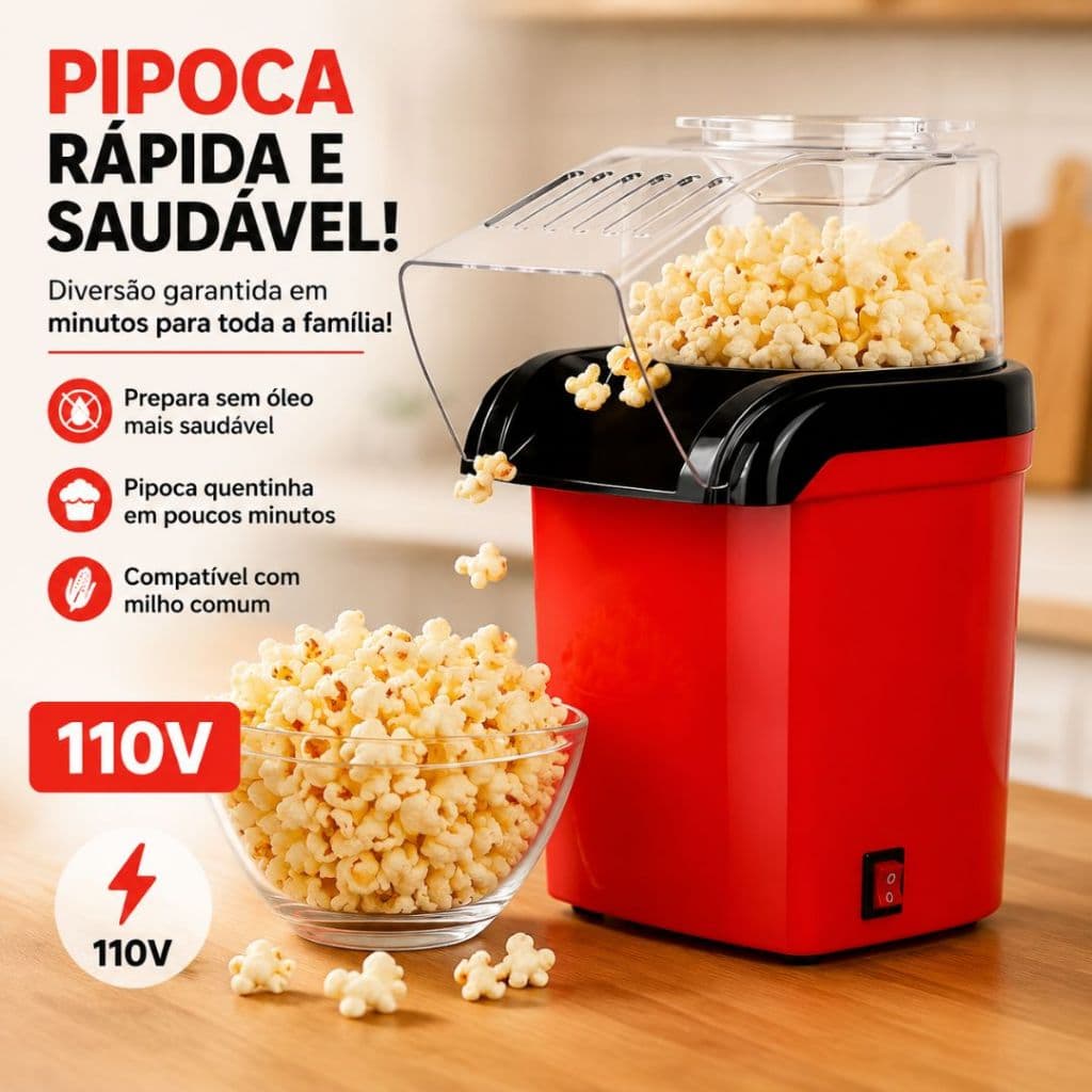 Pipoqueira Elétrica Popcorn Maker 110V Pipoca Sem Óleo