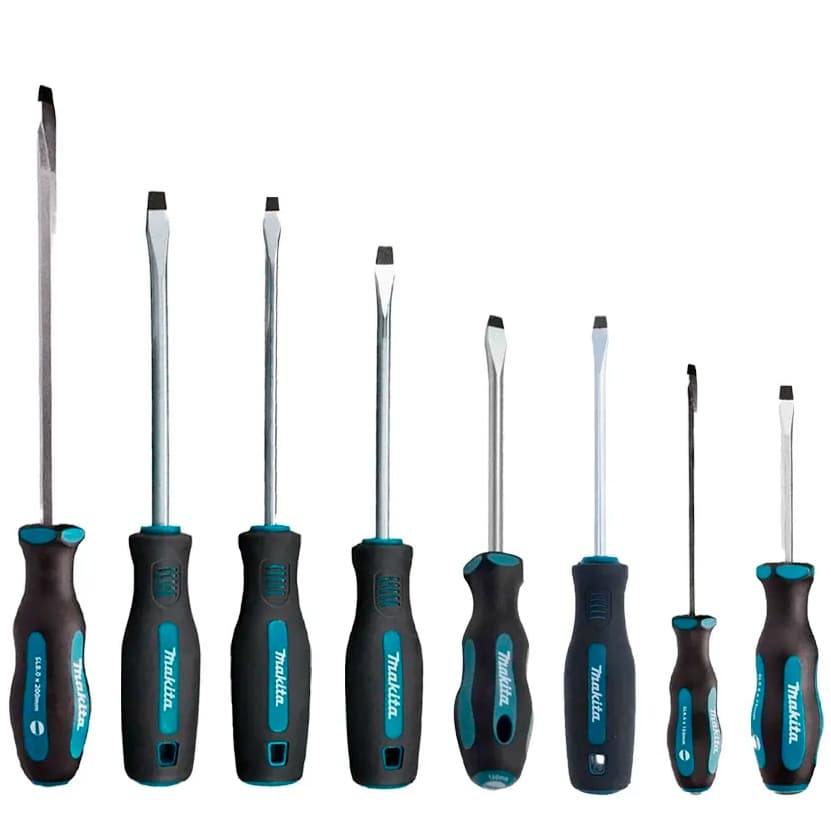 Kit de Chaves de Fenda Magnéticas MAKITA 8 Peças (4 a 8 mm x 75 a 200 mm)