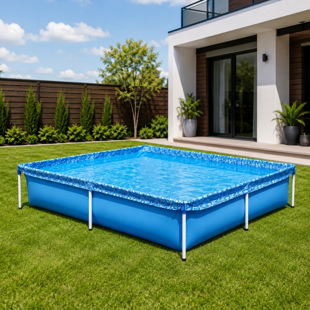 Piscina 1500 Litros Mor Quadrada Azul Forro PVC Com Escoamento Infantil Rasa Qualidade Estrutural