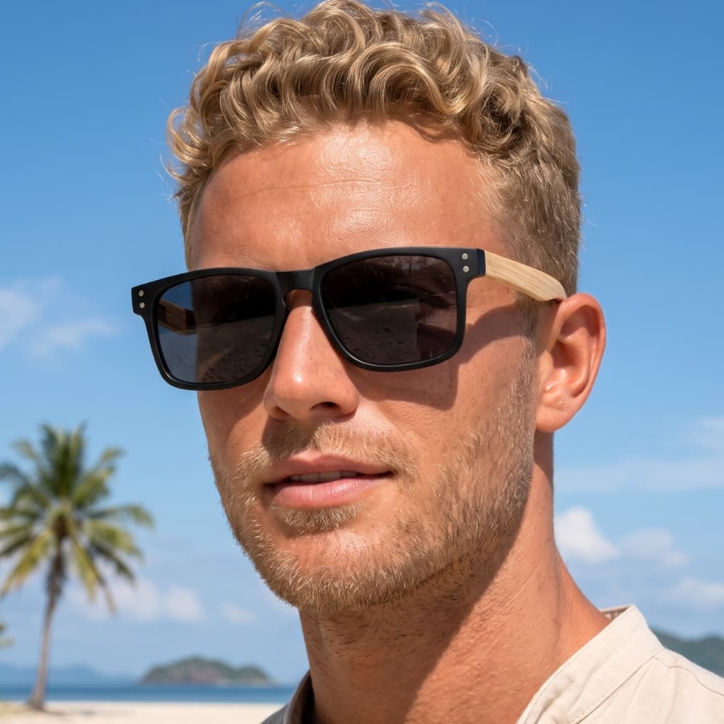 Óculos de Sol Quadrado Escuro Premium Polarizado Classico Surf Moda Praia uv400 Masculino Feminino
