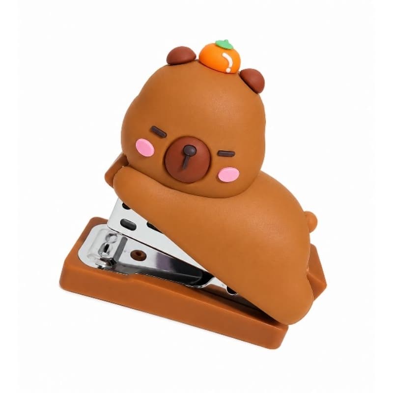 Grampeador Capivara e Ursinho Kawaii Mini com Grampos | Grampeador Fofo para Escola, Escritório e Papelaria