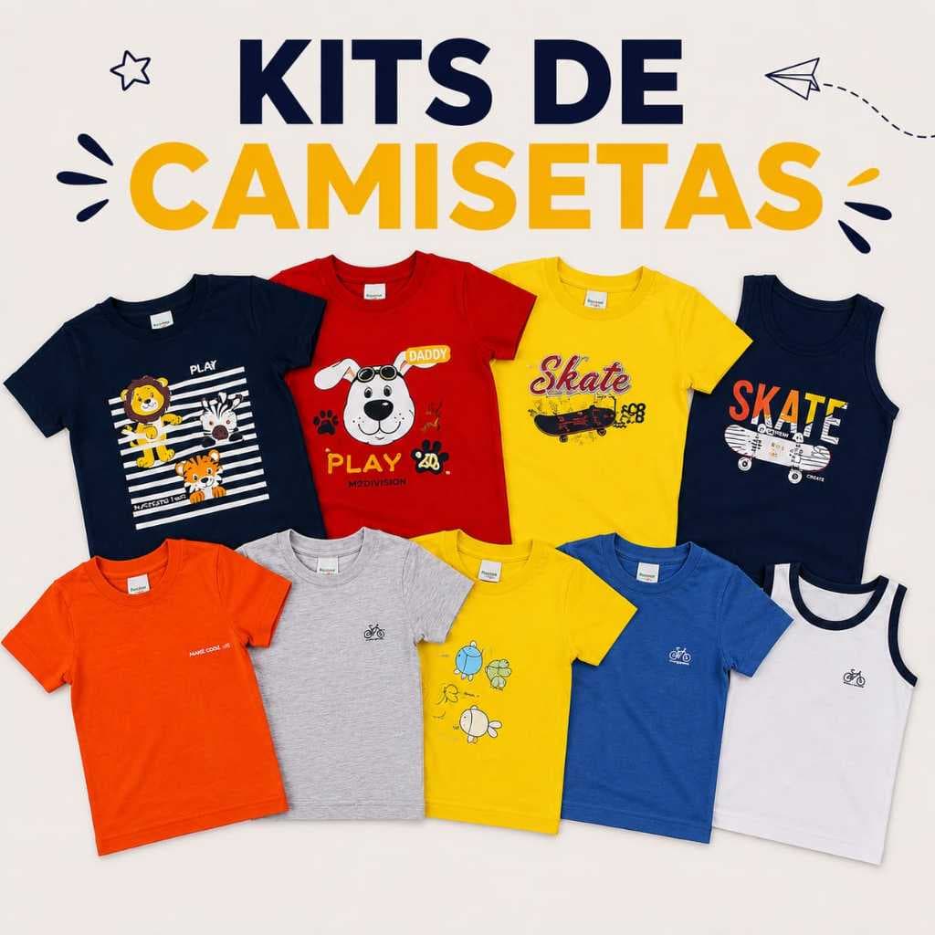 KIT CAMISETAS INFANTIL PREMIUM 100% ALGODÃO PENTEADO 30.1