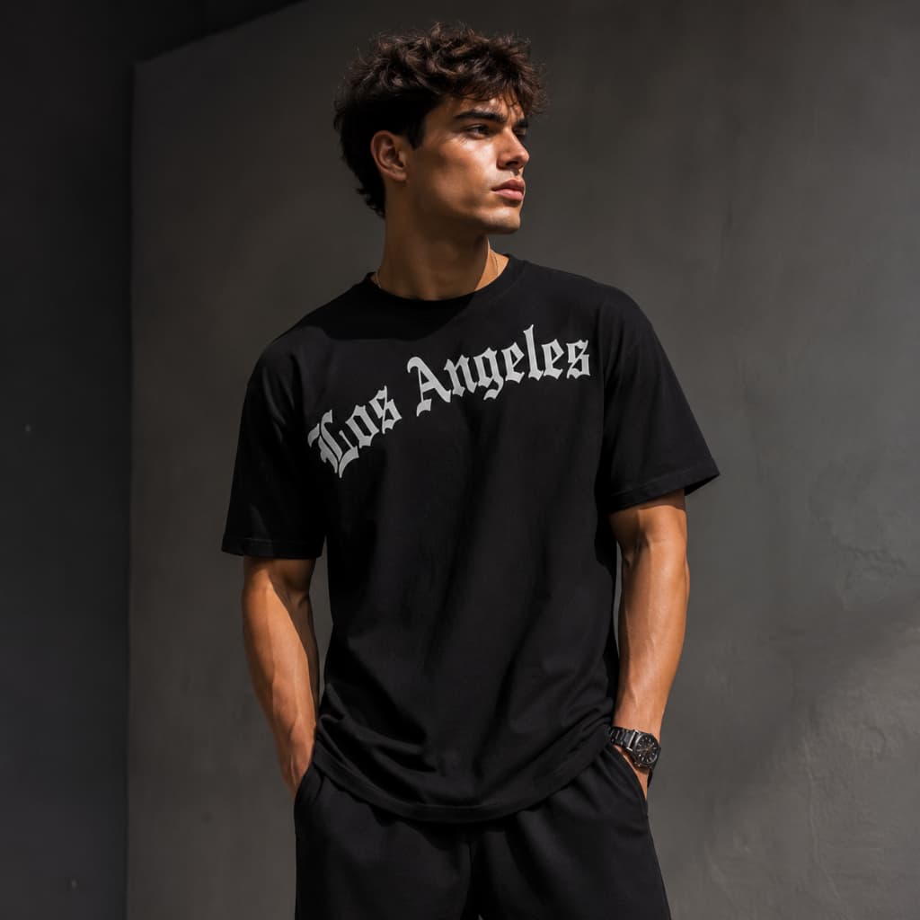 Camisa  Masculina  T-Shirt Los Angeles Streetwaer 100% Algodão Premium Minimalista