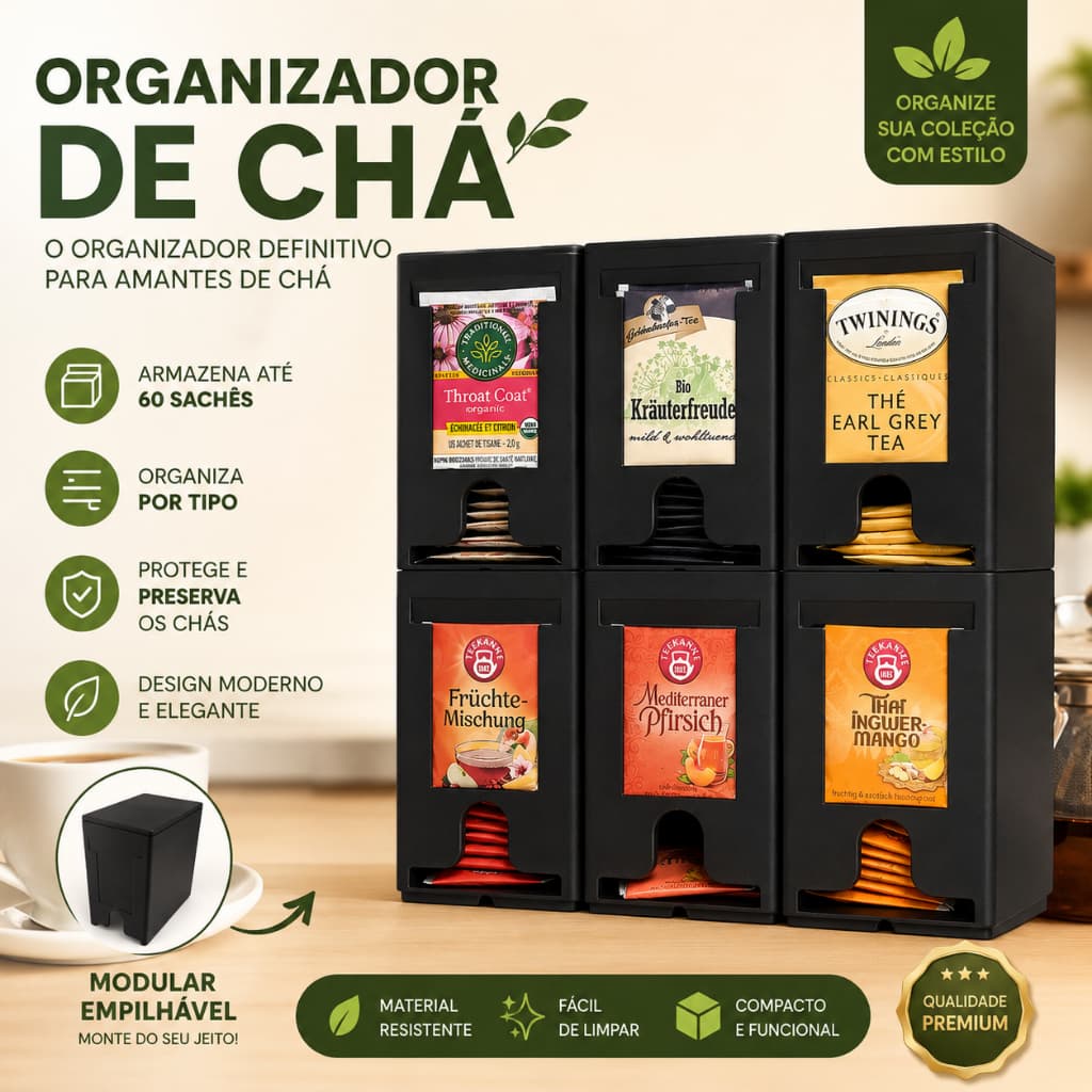 Organizador Definitivo de Chá, Dispensador de Chá - Kit com 1/3/6 Unids.