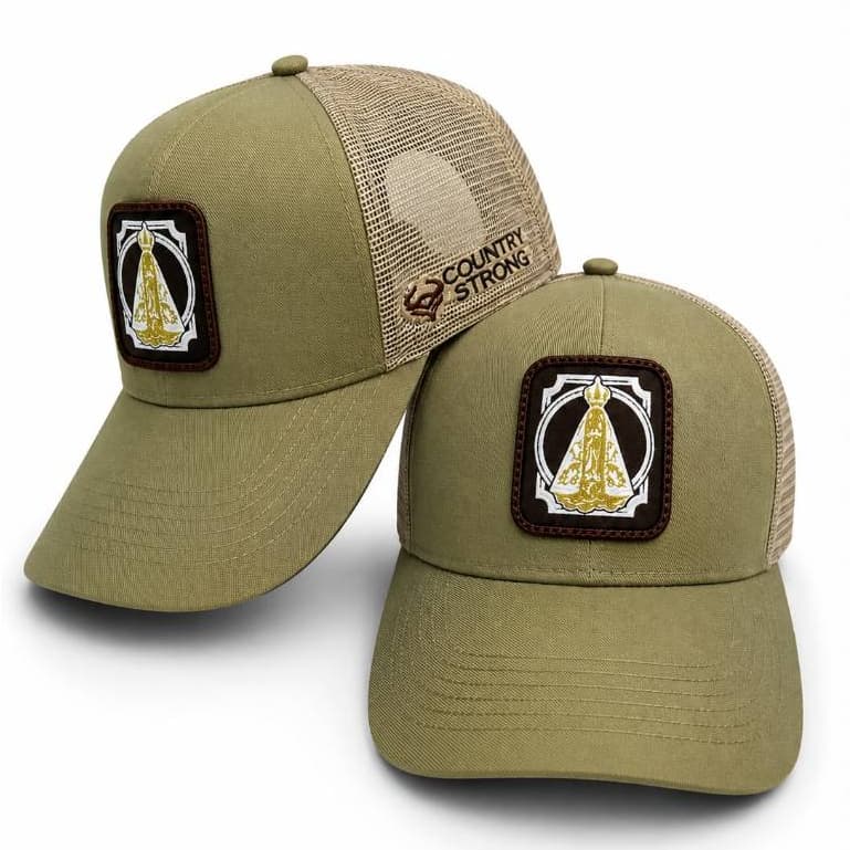 Boné Nossa Senhora Aparecida Country Strong Bordado Religioso Alto-Relevo Aba Curva Snapback Premium Masculino unissex
