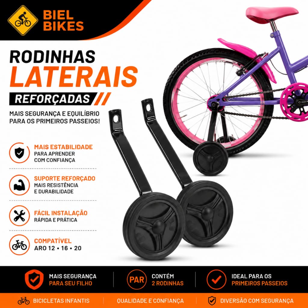 Rodinha de Bicicleta Lateral Infantil Aro 20 Roda Reforçada Mirim Criança Par