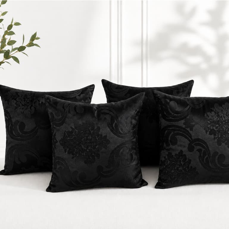 Kit 4 Capas de Almofada Jacquard Luxo 40x40 com Zíper Sofisticação e Elegância