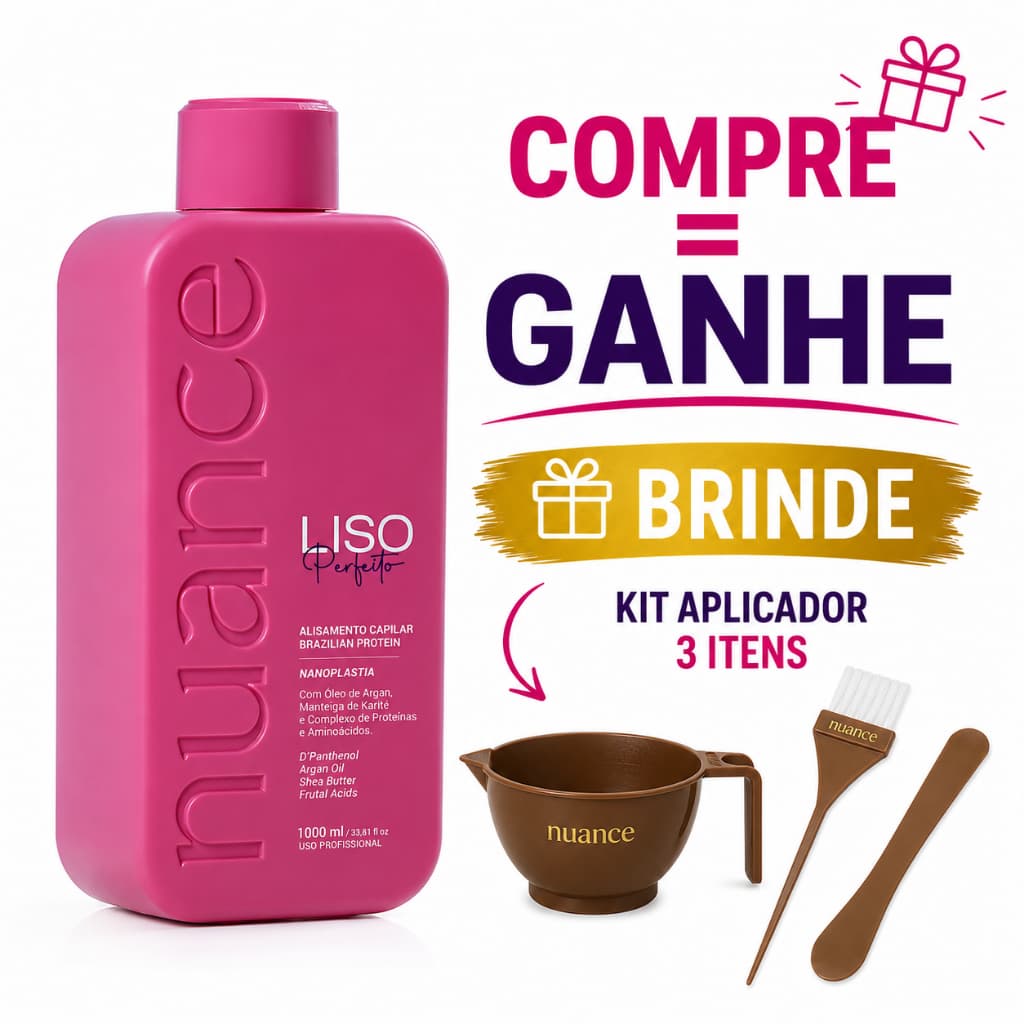 Progressiva Nuance Liso Perfeito 1000ml + Kit Aplicador Nuance 3 Peças
